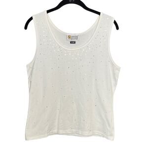 Christine Alexander Tank - Swarovski Embellished White Top - XL